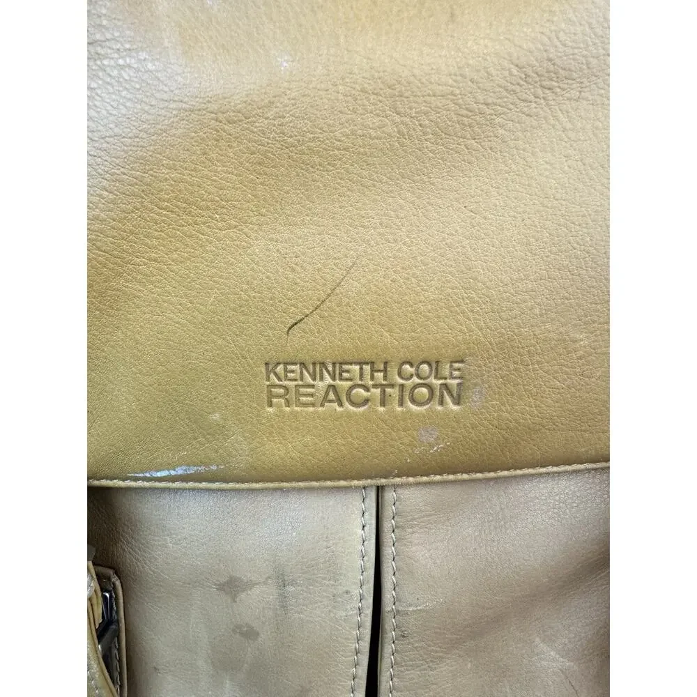 Kenneth Cole Reaction Leather Messenger Bag Tan Distressed for Repair